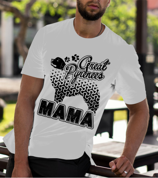 Great Pyrenees Dog Lover Mama Graphic With Paw Prints T-Shirt