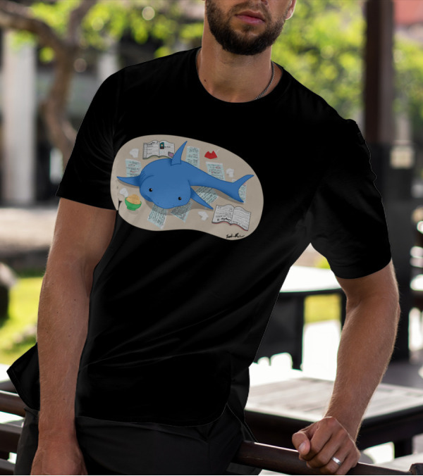 Study Shark Surrounded By Notes And Snacks T-Shirt