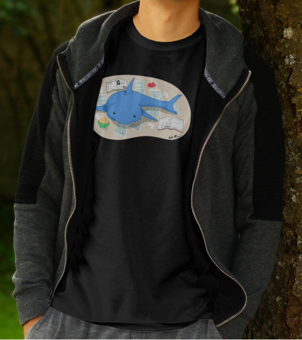 Study Shark Surrounded By Notes And Snacks T-Shirt