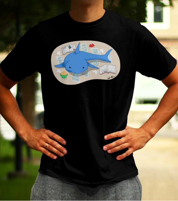 Study Shark Surrounded By Notes And Snacks T-Shirt