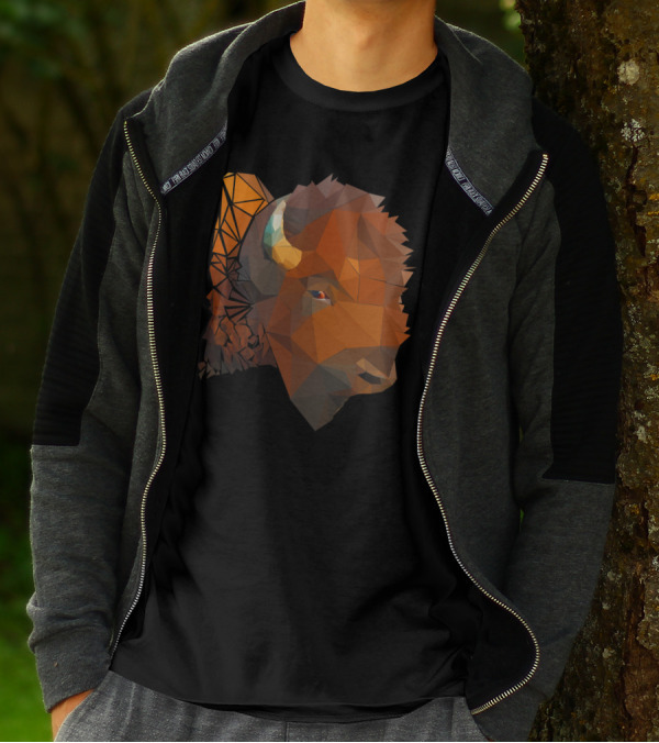 Bare Bison Polygon Art Geometric Buffalo T-Shirt
