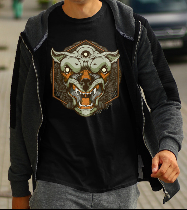 Ferocious Three-Eyed Canine In The Matrix Realm T-Shirt
