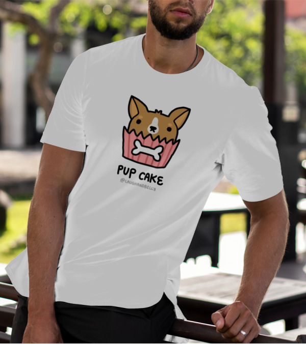 Pup Cake Cute Corgi In Cupcake With Bone By LAUGHANDBELLY T-Shirt