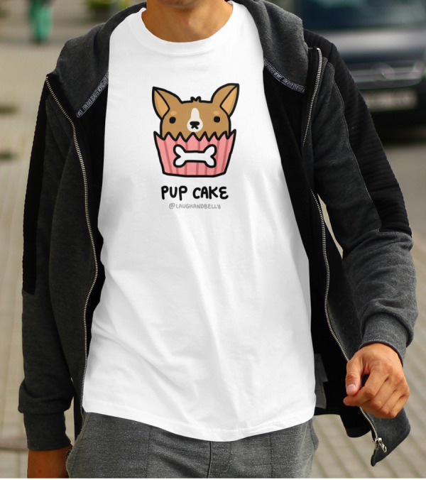 Pup Cake Cute Corgi In Cupcake With Bone By LAUGHANDBELLY T-Shirt