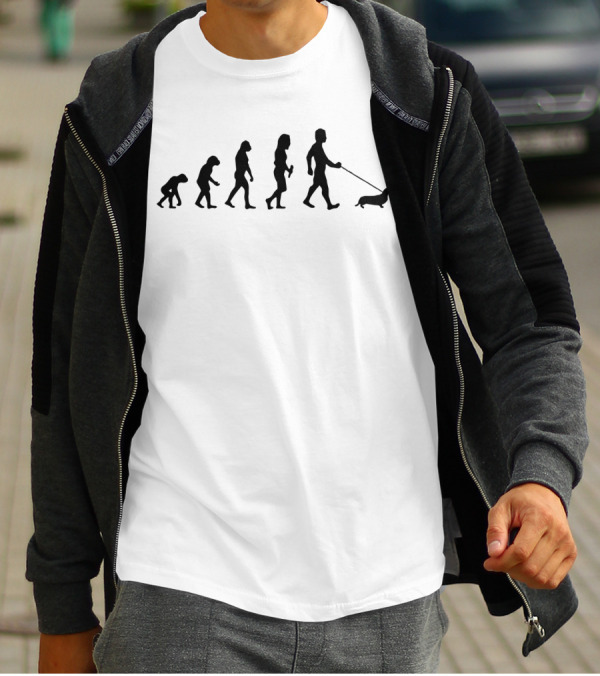 Dachshund Evolution Sequence Humorous Walking Progression T-Shirt