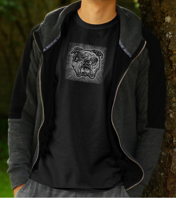 Intricate Bulldog Artwork With Radiating Lines 'Bully' T-Shirt