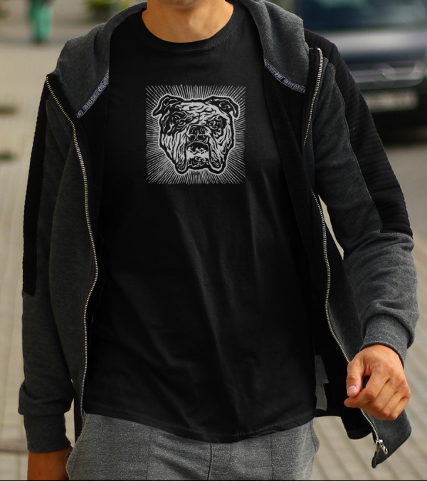 Intricate Bulldog Artwork With Radiating Lines 'Bully' T-Shirt