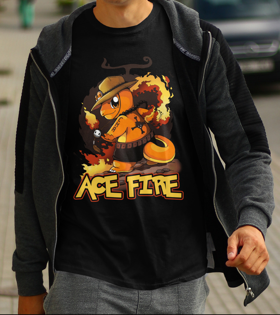 Ace Fire Charmander One Piece Crossover T-Shirt