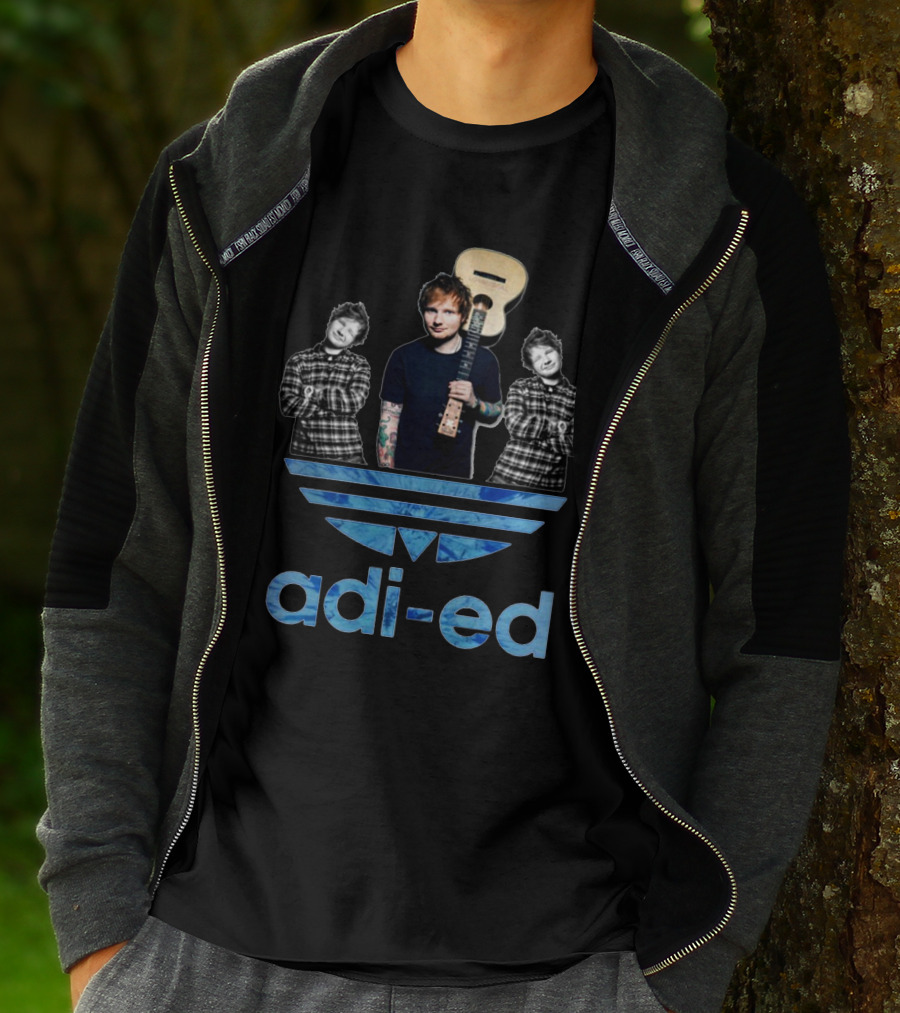Adi-Ed Sheeran Trio With Guitar And Blue Stripes T-Shirt