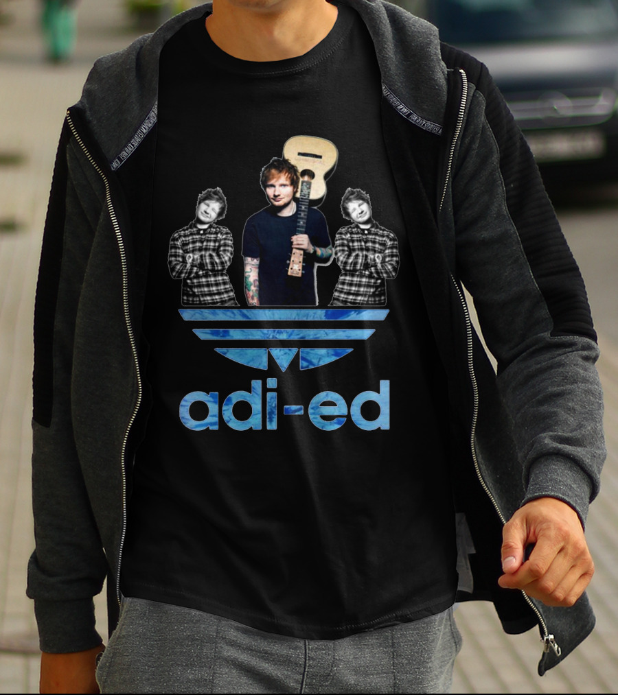 Adi-Ed Sheeran Trio With Guitar And Blue Stripes T-Shirt