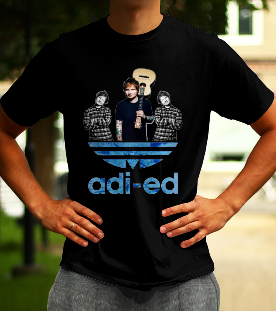 Adi-Ed Sheeran Trio With Guitar And Blue Stripes T-Shirt