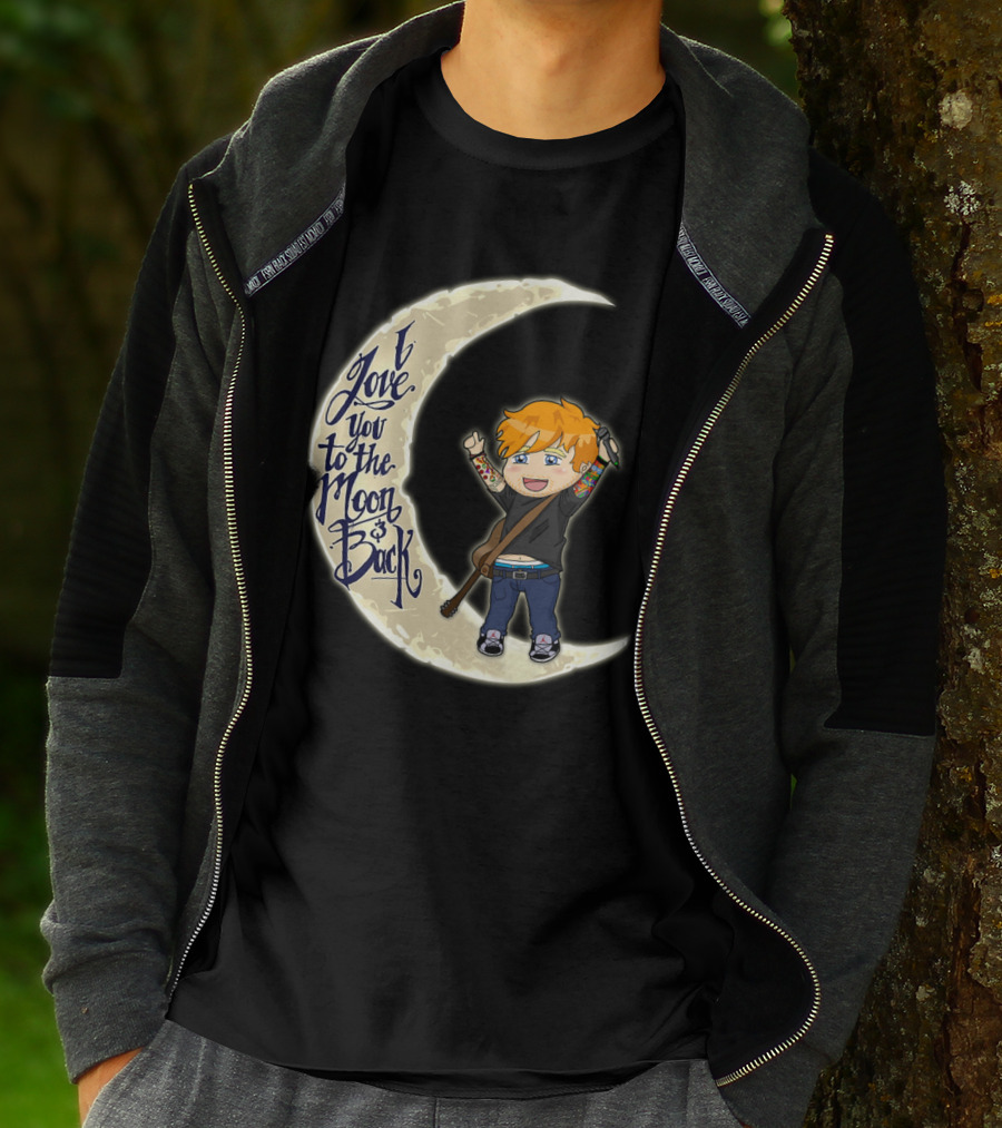 I Love You To The Moon And Back - Cartoon Guitar Character T-Shirt