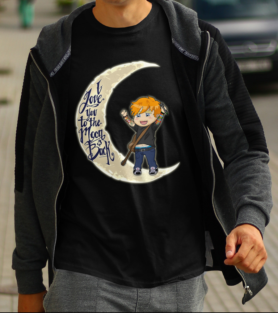 I Love You To The Moon And Back - Cartoon Guitar Character T-Shirt