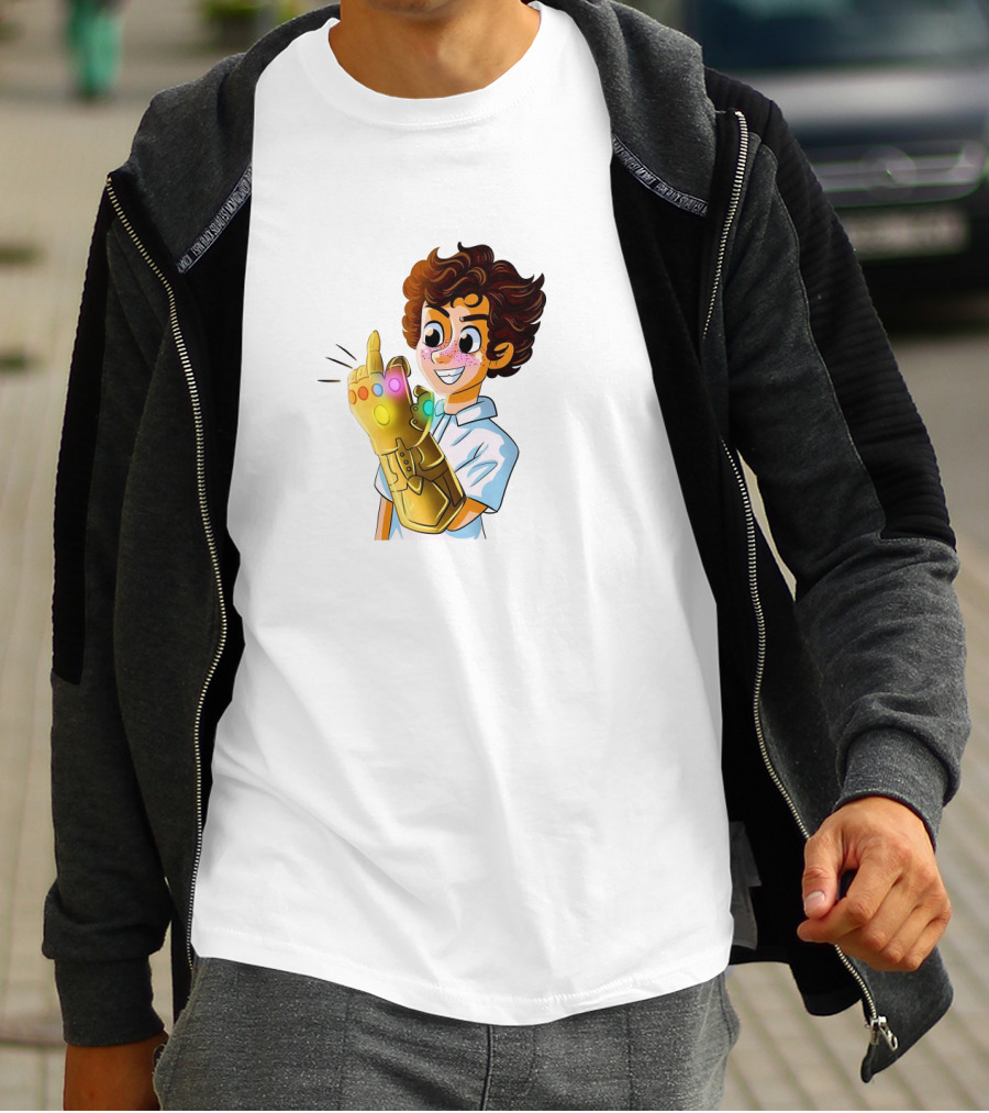Jack Dylan Grazer Cartoon Character Wearing Infinity Gauntlet T-Shirt