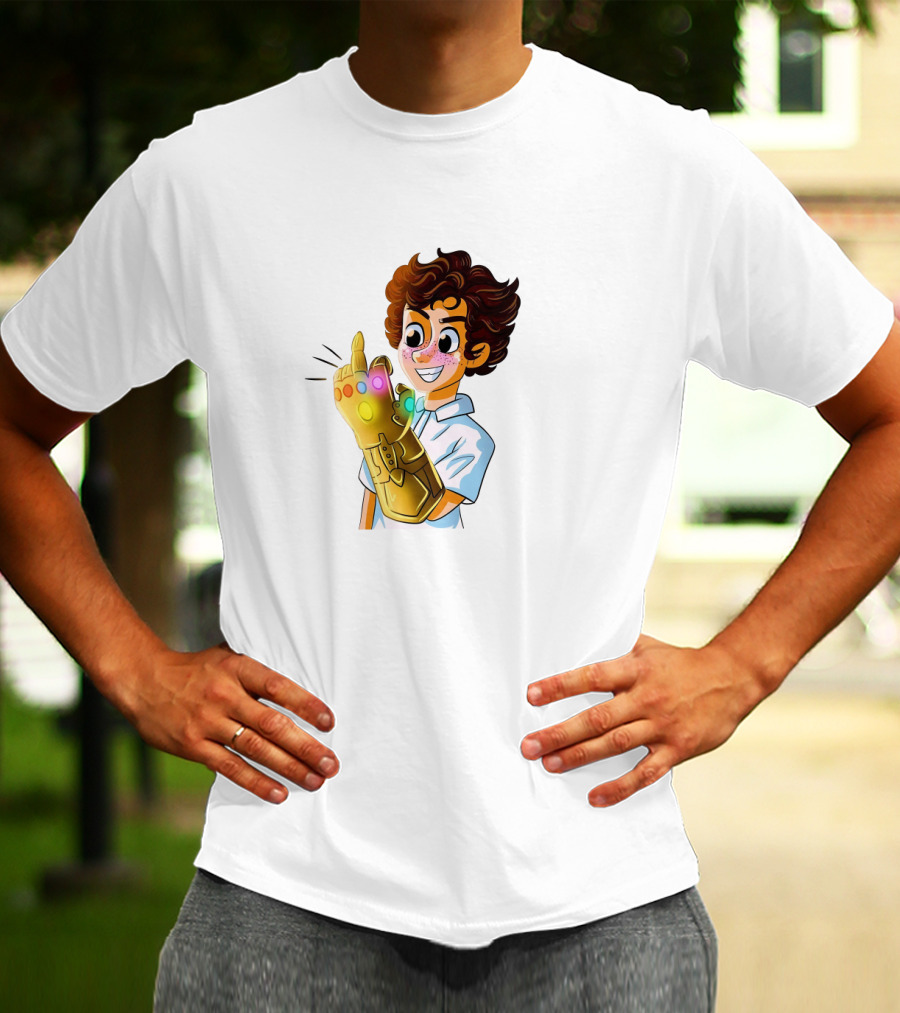 Jack Dylan Grazer Cartoon Character Wearing Infinity Gauntlet T-Shirt