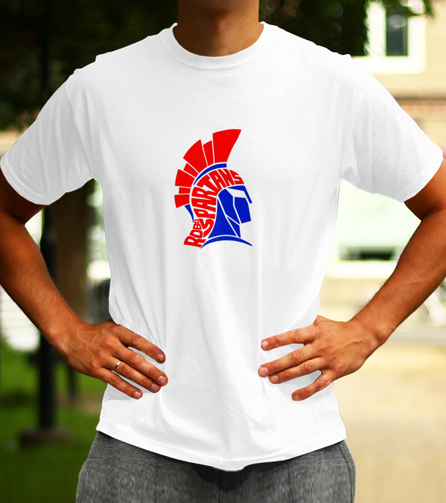 Robo Spartans Logo Red And Blue Spartan Helmet T-Shirt