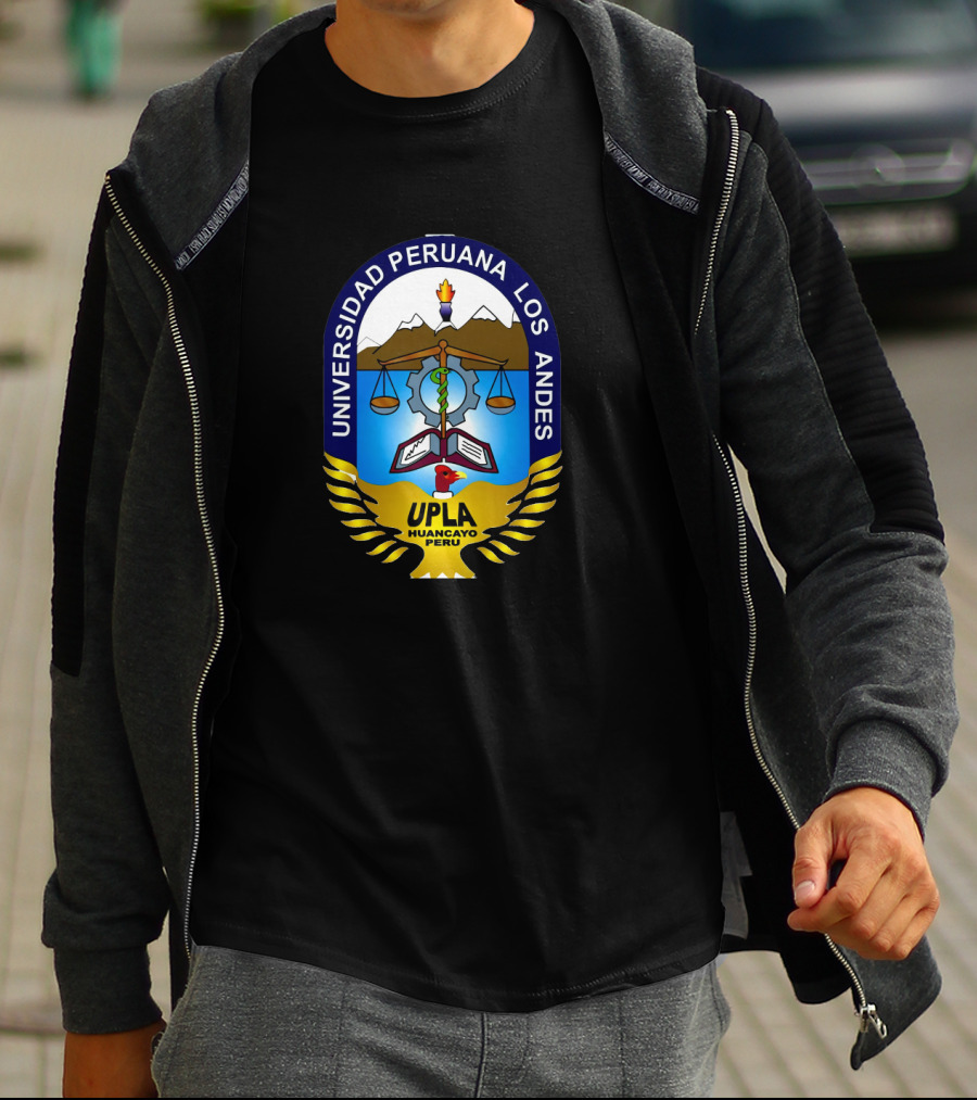 Universidad Peruana Los Andes UPLA Huancayo Peru Crest With Scales And Mountains T-Shirt