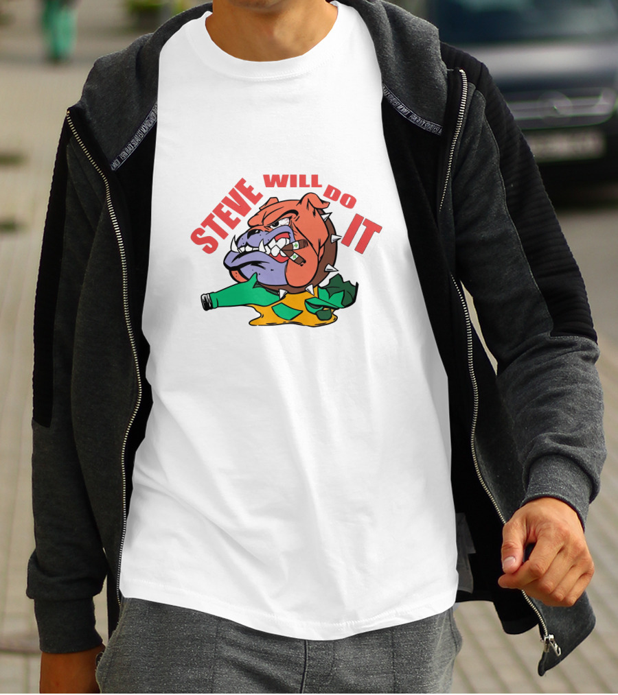 STEVE WILL DO IT Angry Alligator With Broken Bottle T-Shirt