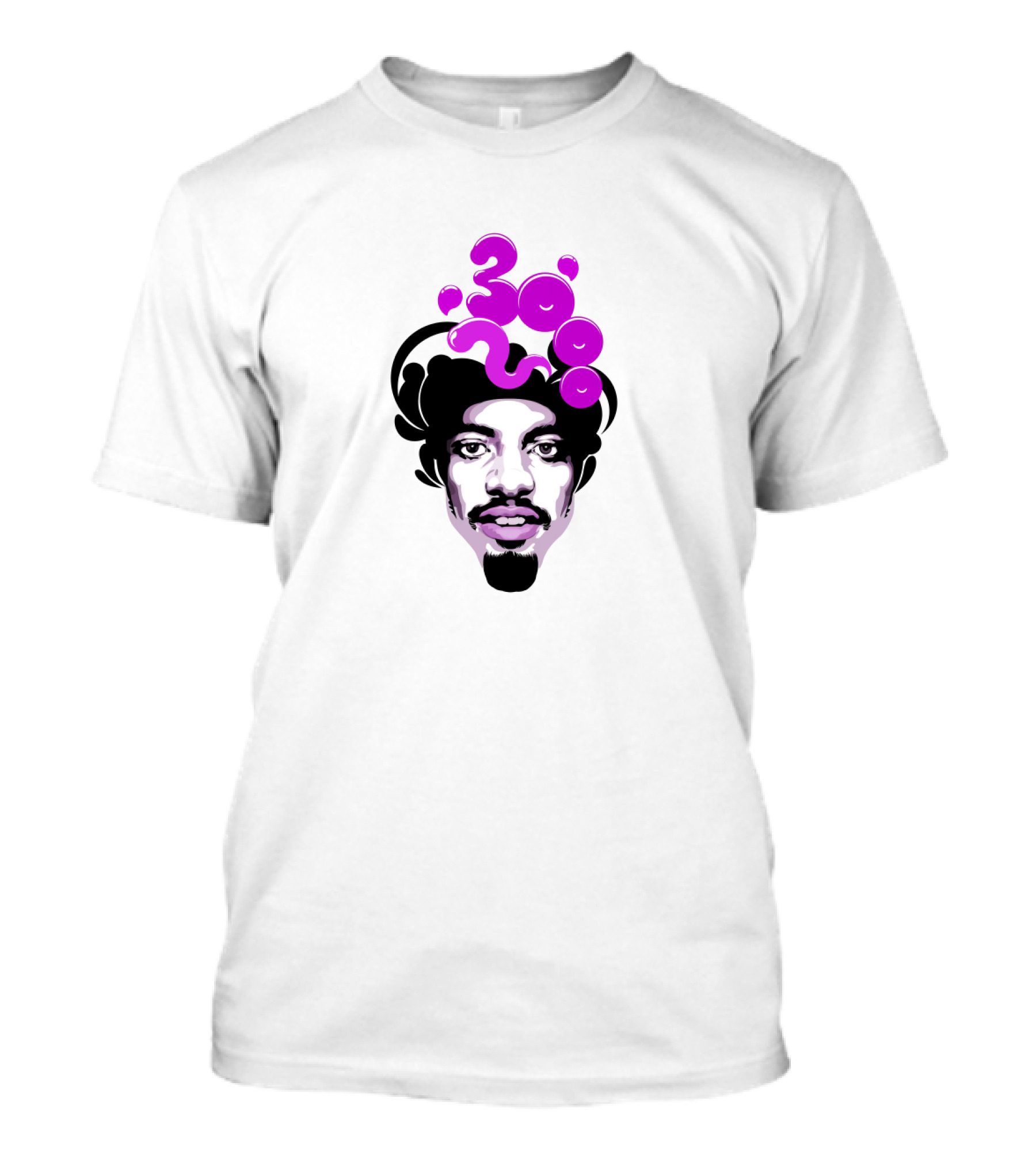 Andre 3000 Face Graphic With Purple Bubble Numbers T-Shirt