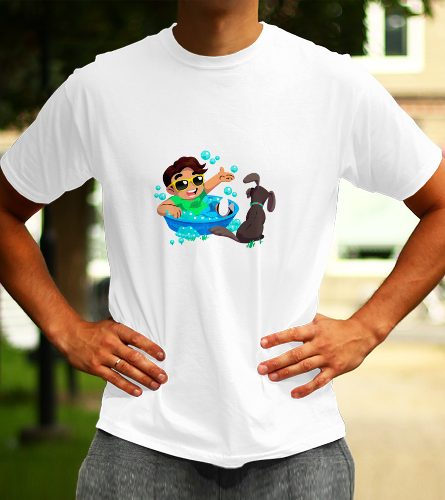 Guava Juice Fun Pool Adventure With Dog And Bubbles T-Shirt