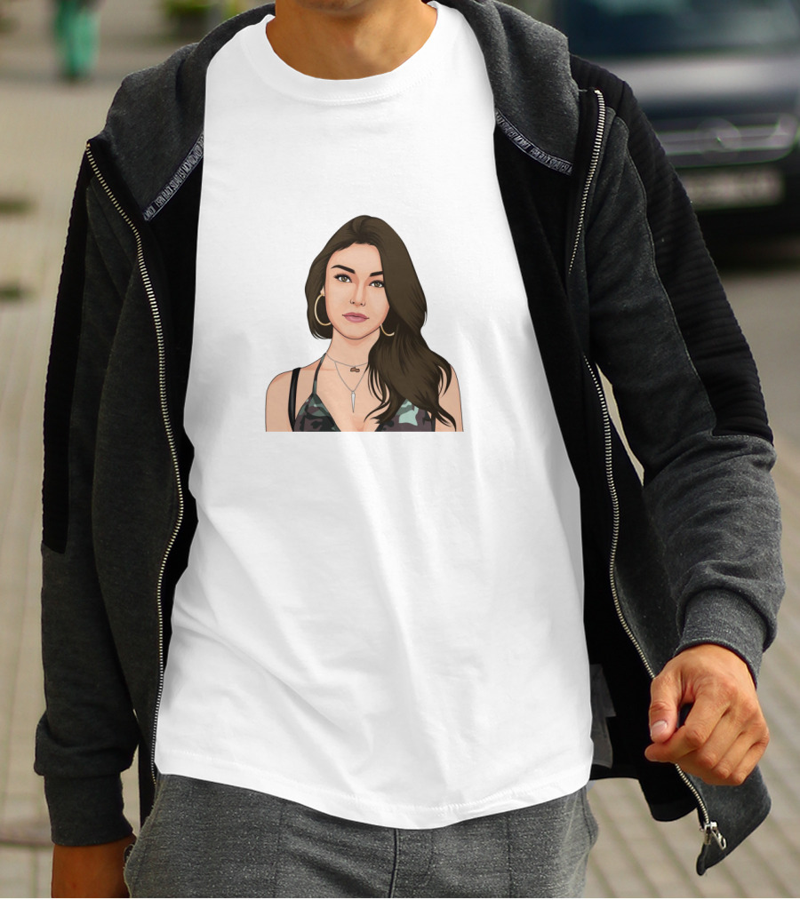 Dixie D'Amelio Camo Top Illustration Gold Hoop Necklace T-Shirt