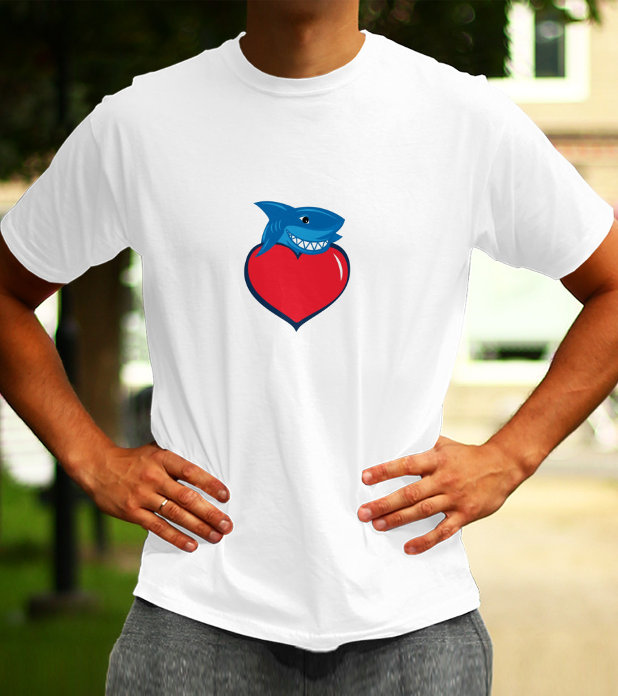 Cringe Fam Blue Shark With Red Heart T-Shirt