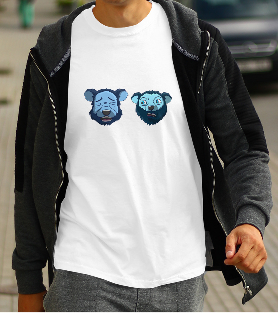 2 Bears 1 Cave Podcast Animated Bear Faces T-Shirt