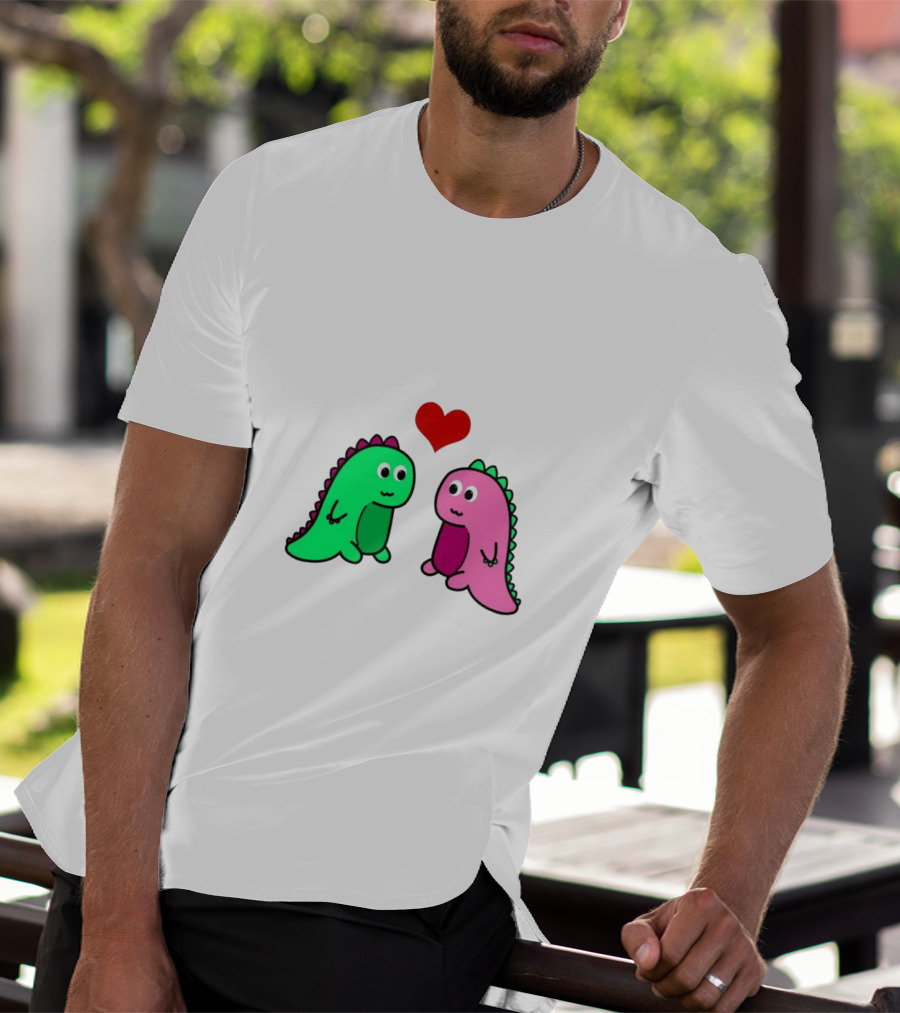 LaurDIY Green And Pink Dinosaur Heart T-Shirt