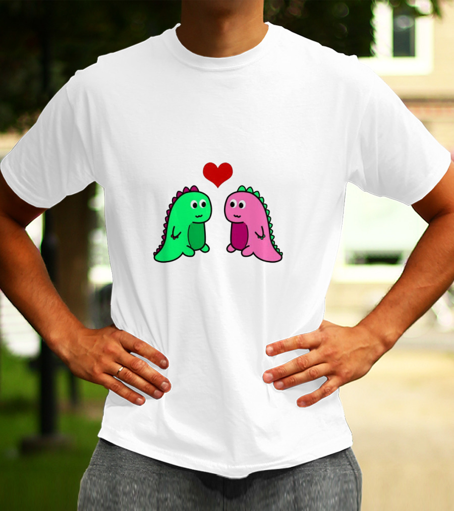 LaurDIY Green And Pink Dinosaur Heart T-Shirt