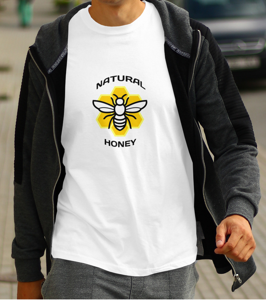 Natural Honey Bee Hexagon T-Shirt