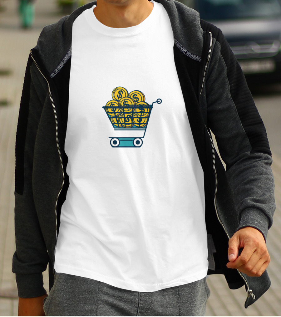 Cart Abandonment Shopping Cart Filled With Dollar Coins T-Shirt