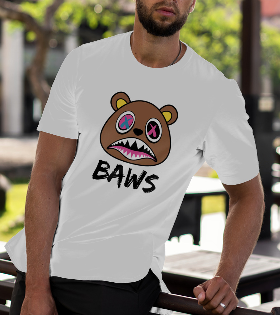 BAWS Pink And Blue Cross-Eyed Bear T-Shirt