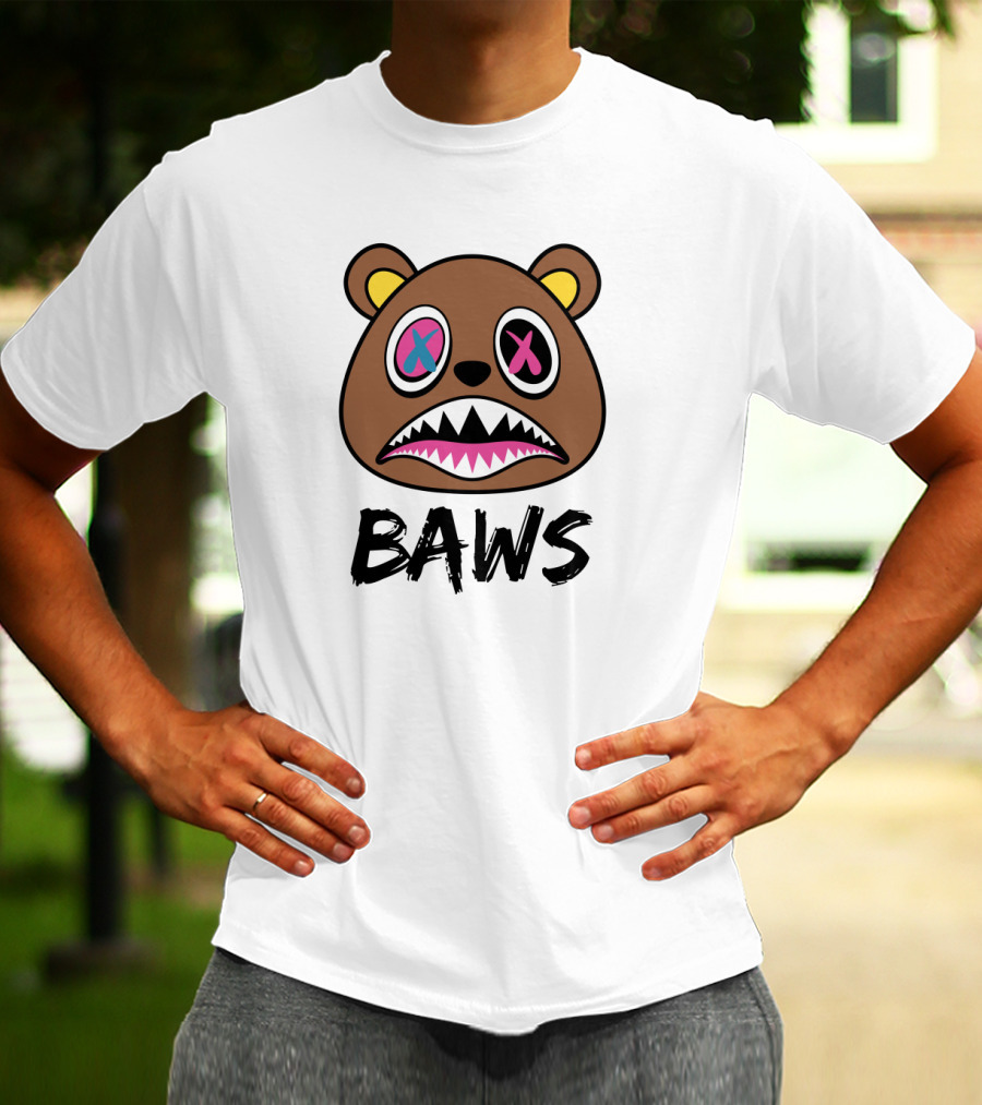 BAWS Pink And Blue Cross-Eyed Bear T-Shirt