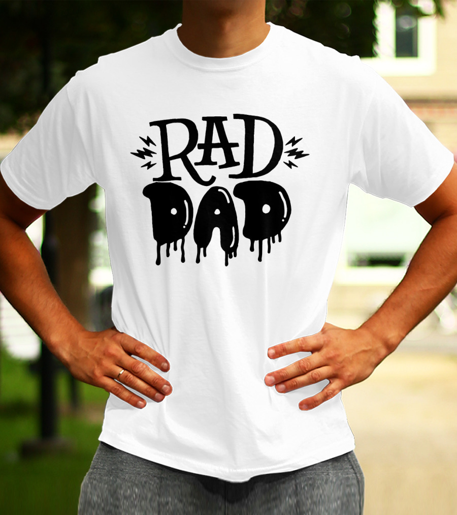 RAD DAD Dripping Letters With Lightning Bolts T-Shirt