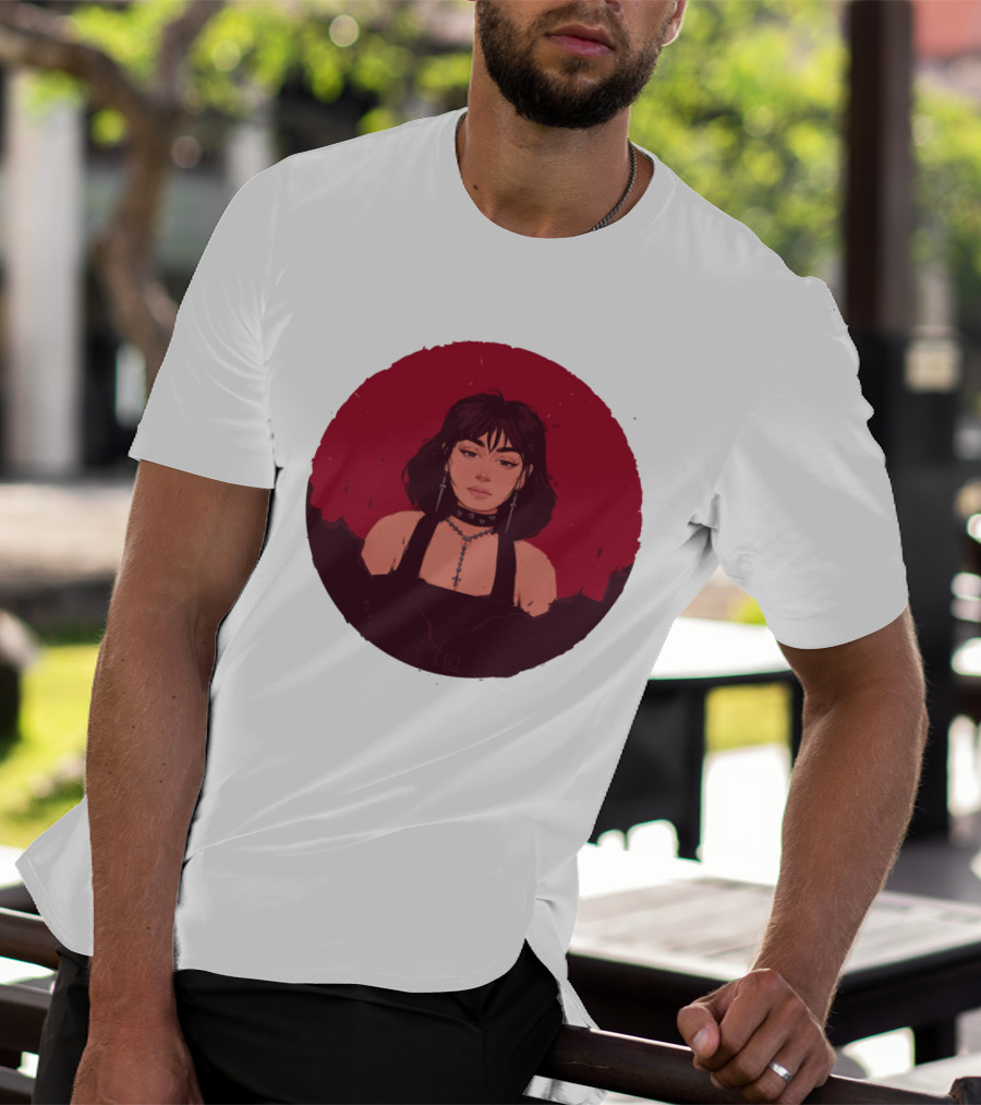 XCX Gothic Style Portrait With Cross Accessories T-Shirt
