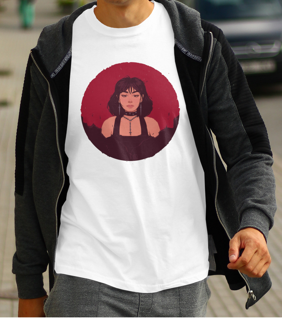 XCX Gothic Style Portrait With Cross Accessories T-Shirt