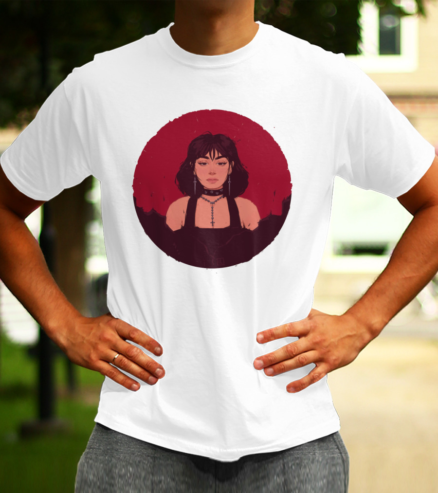 XCX Gothic Style Portrait With Cross Accessories T-Shirt
