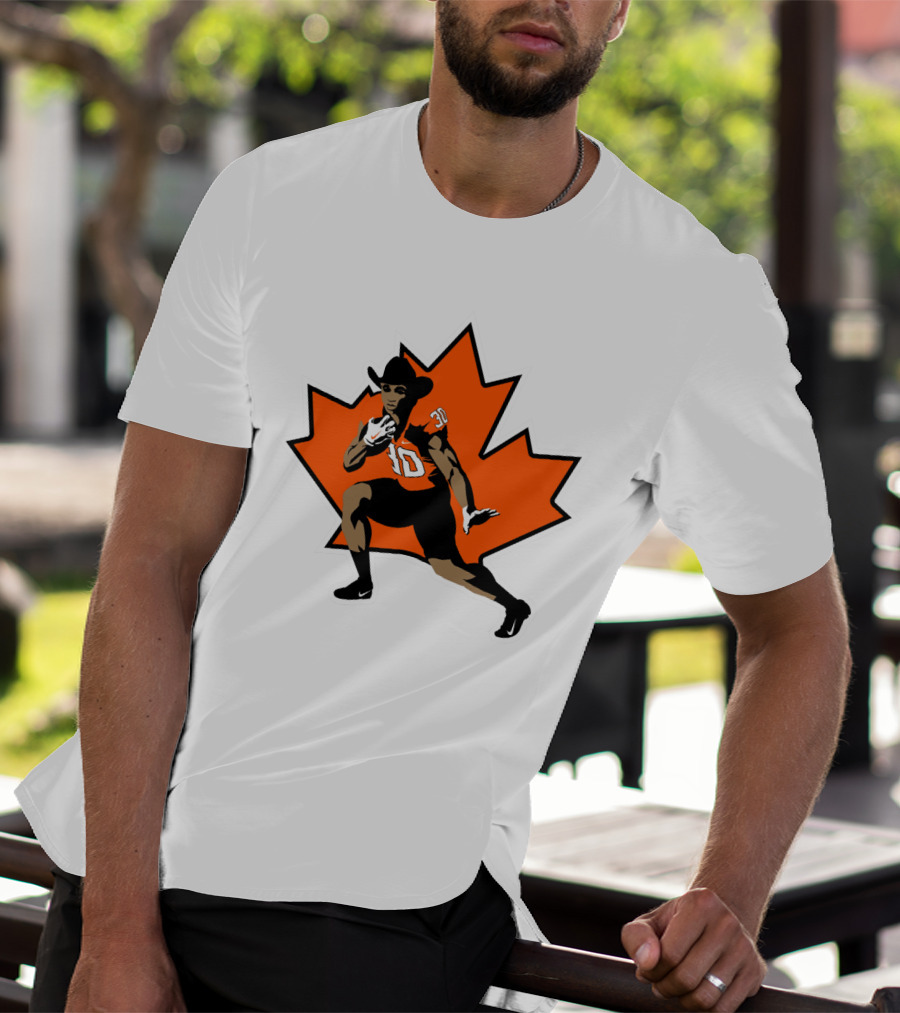 Chuba Hubbard Cowboy Football Player Maple Leaf T-Shirt
