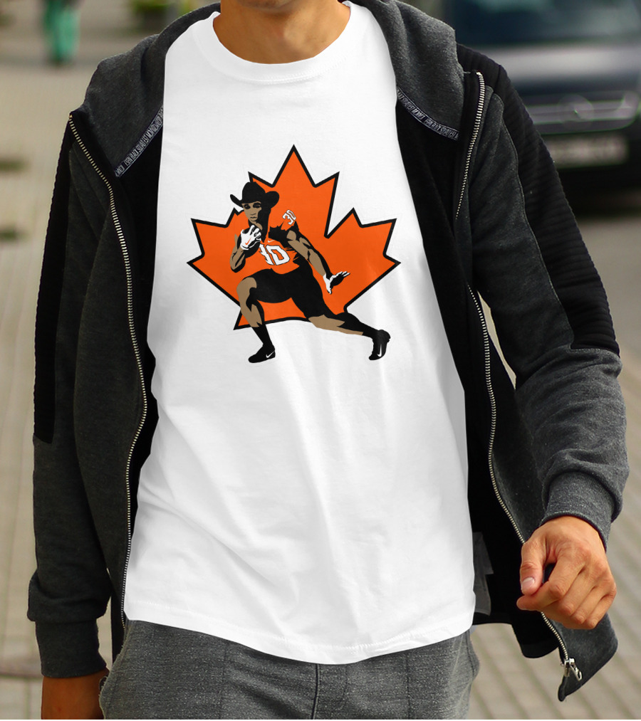 Chuba Hubbard Cowboy Football Player Maple Leaf T-Shirt