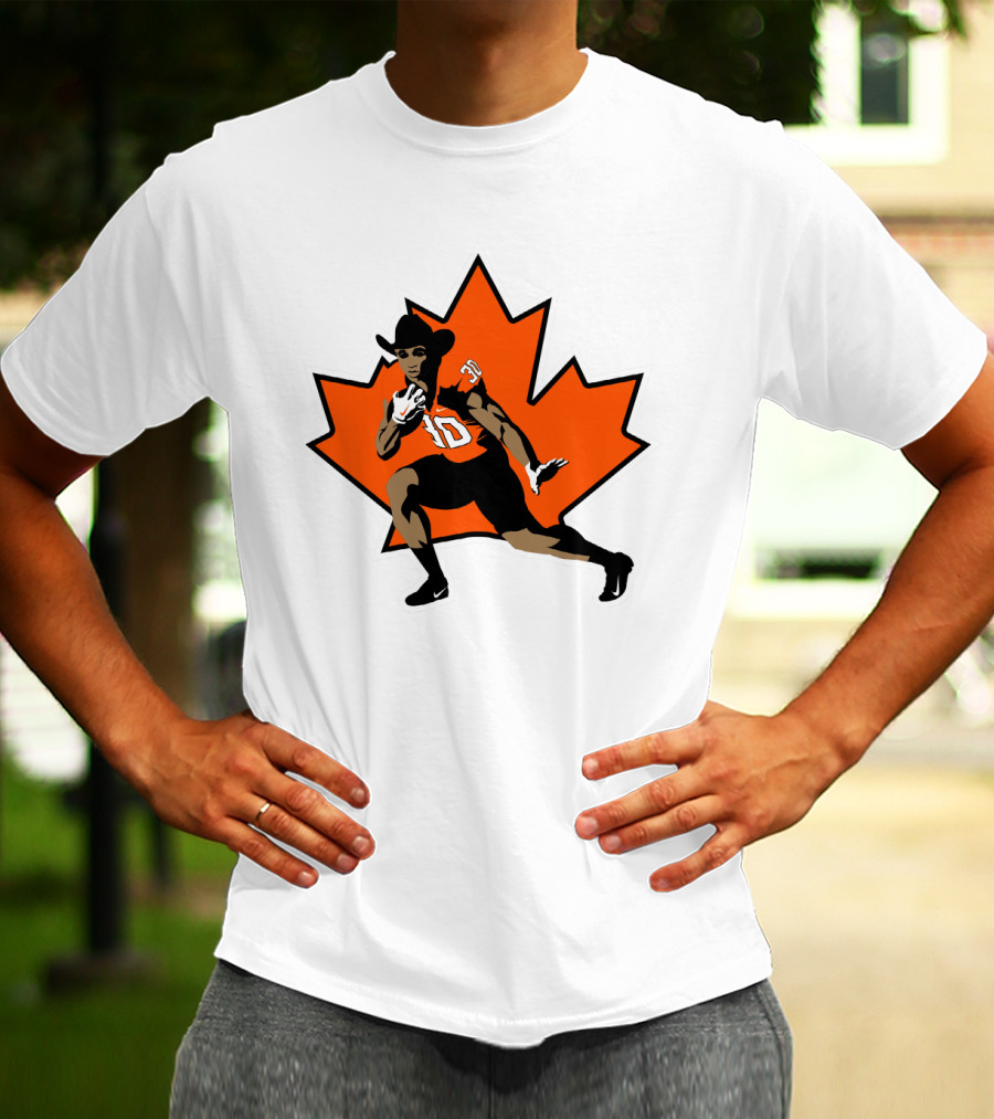 Chuba Hubbard Cowboy Football Player Maple Leaf T-Shirt