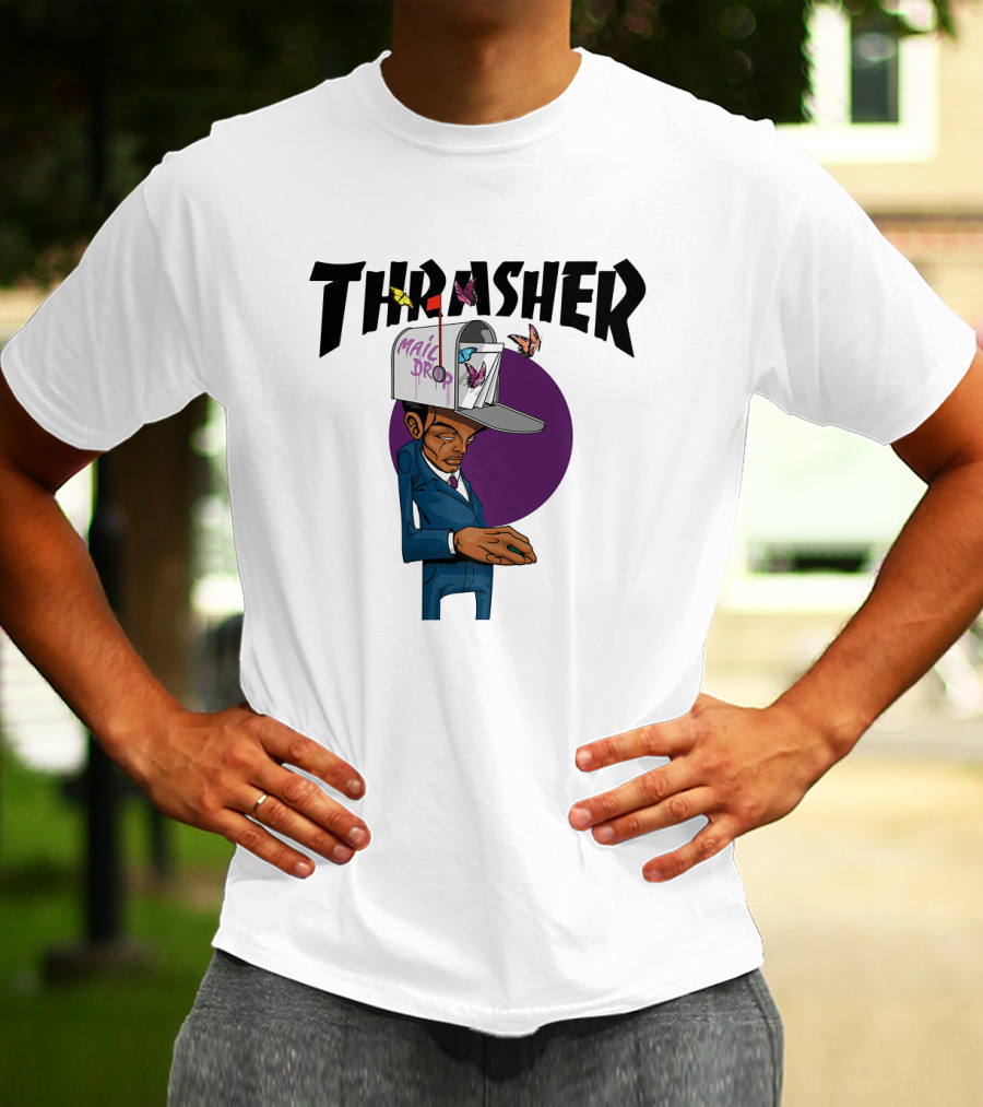 THRASHER Mail Drop Cartoon Character With Butterflies T-Shirt