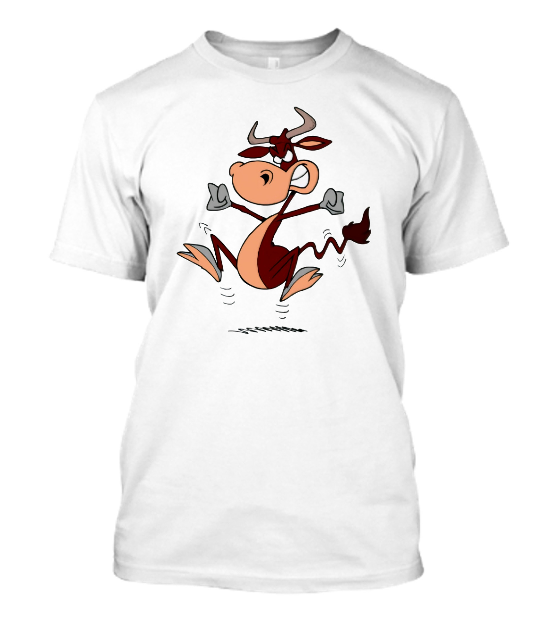 CowFartt Cartoon Jumping Angry Bull T-Shirt