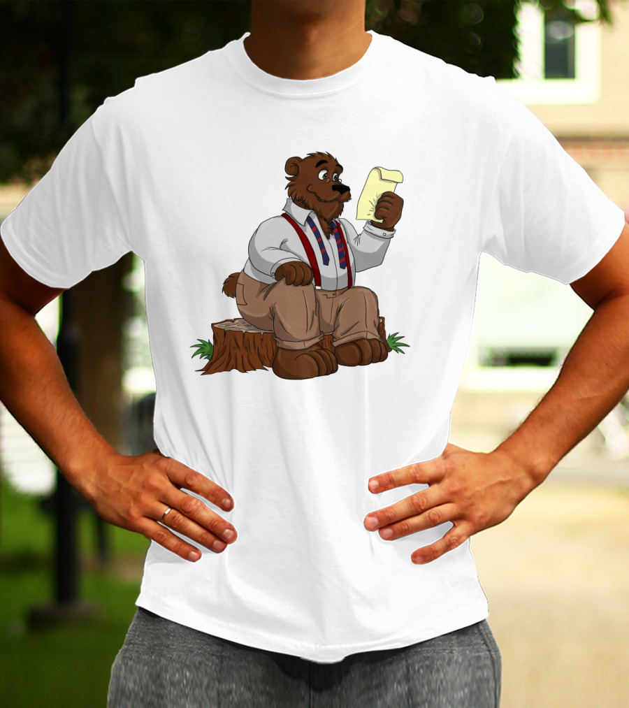 Papa Bear Reading Note Iconic Cartoon T-Shirt
