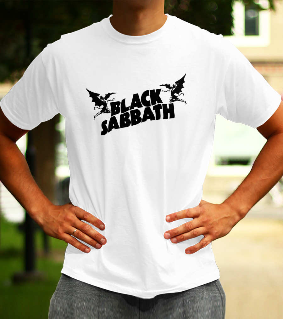 Black Sabbath Logo With Flying Demon Figures T-Shirt