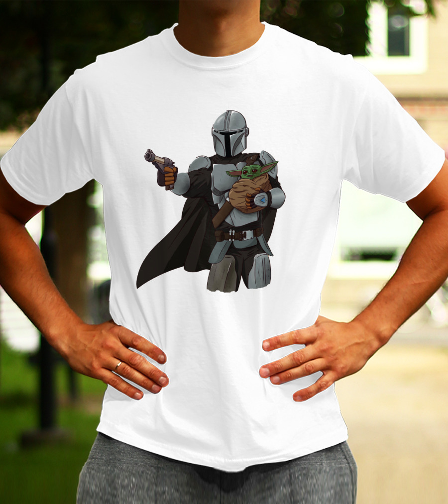 Dadalorian Star Warrior Protector With Child Alien Sidekick T-Shirt