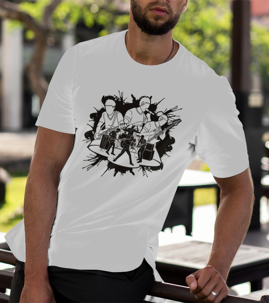 Band Performers Silhouette With Instruments And Amplifiers T-Shirt