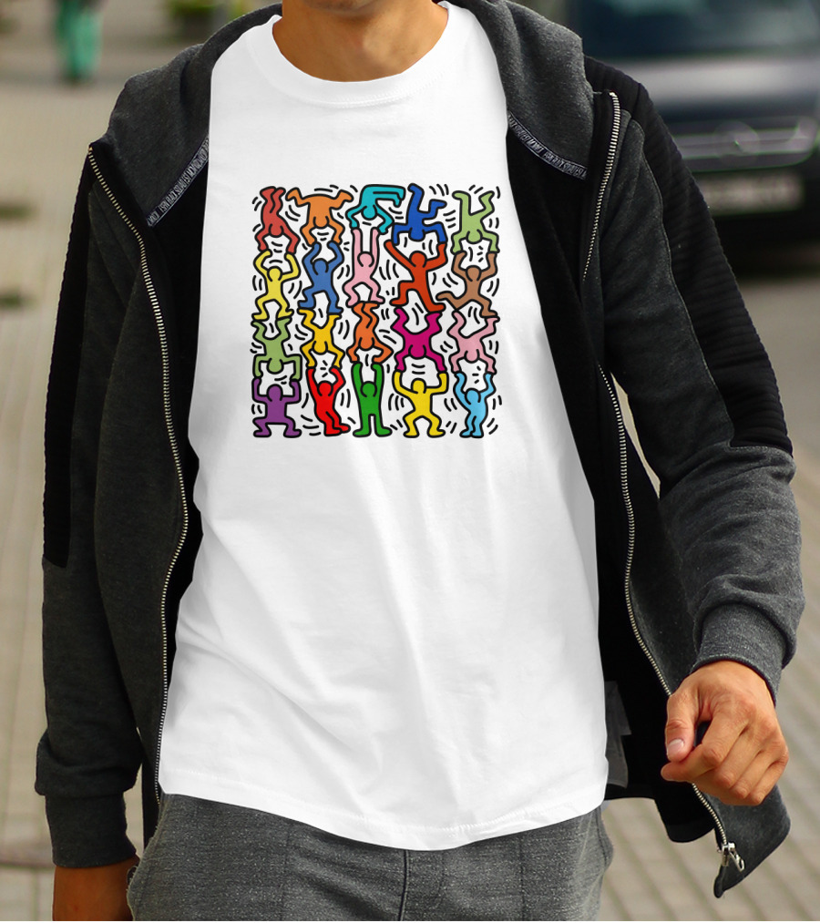 Keith Haring Multicolored Dancing Figures T-Shirt