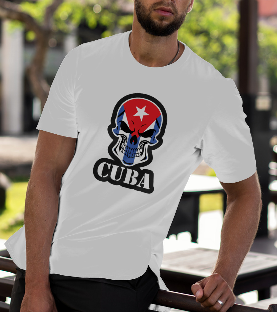 Cuba Skull With Cuban Flag And Star T-Shirt
