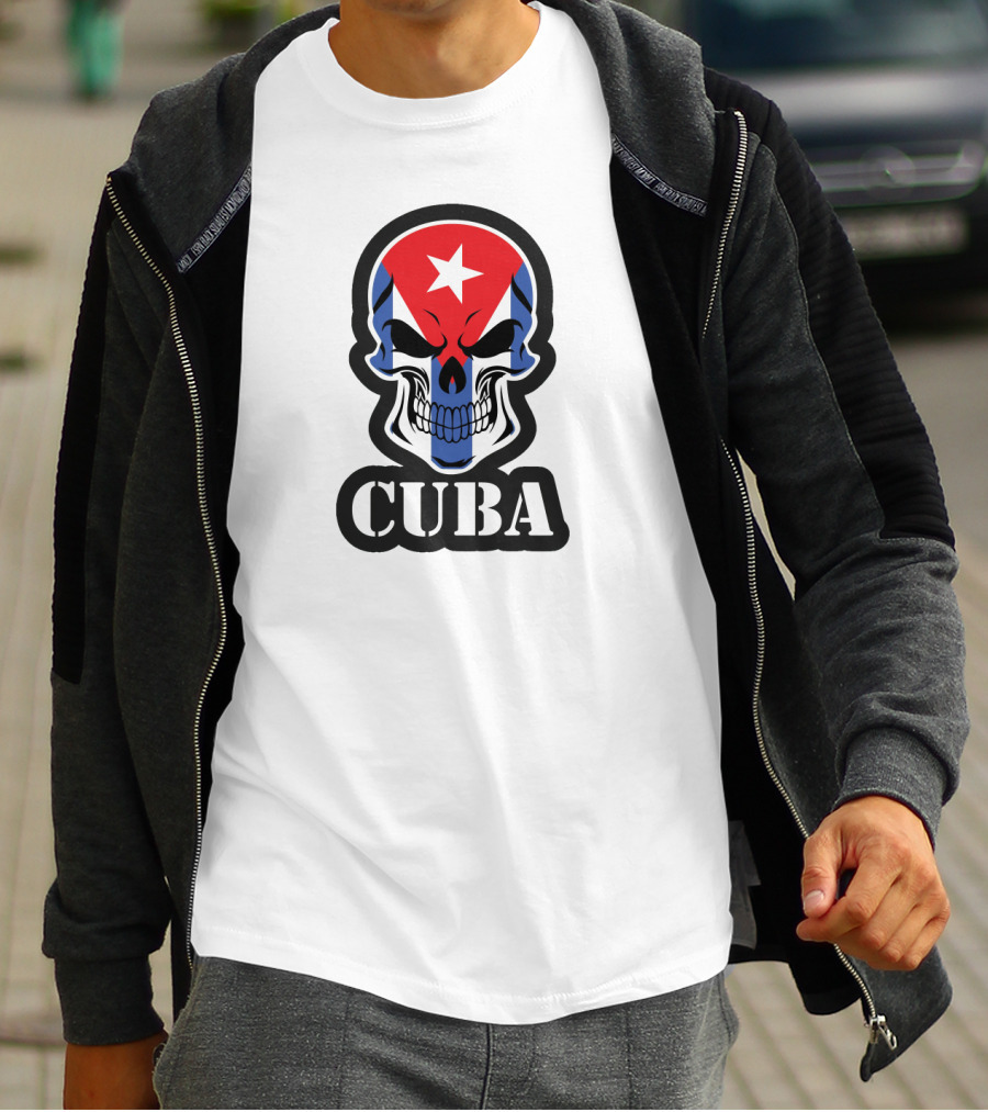 Cuba Skull With Cuban Flag And Star T-Shirt