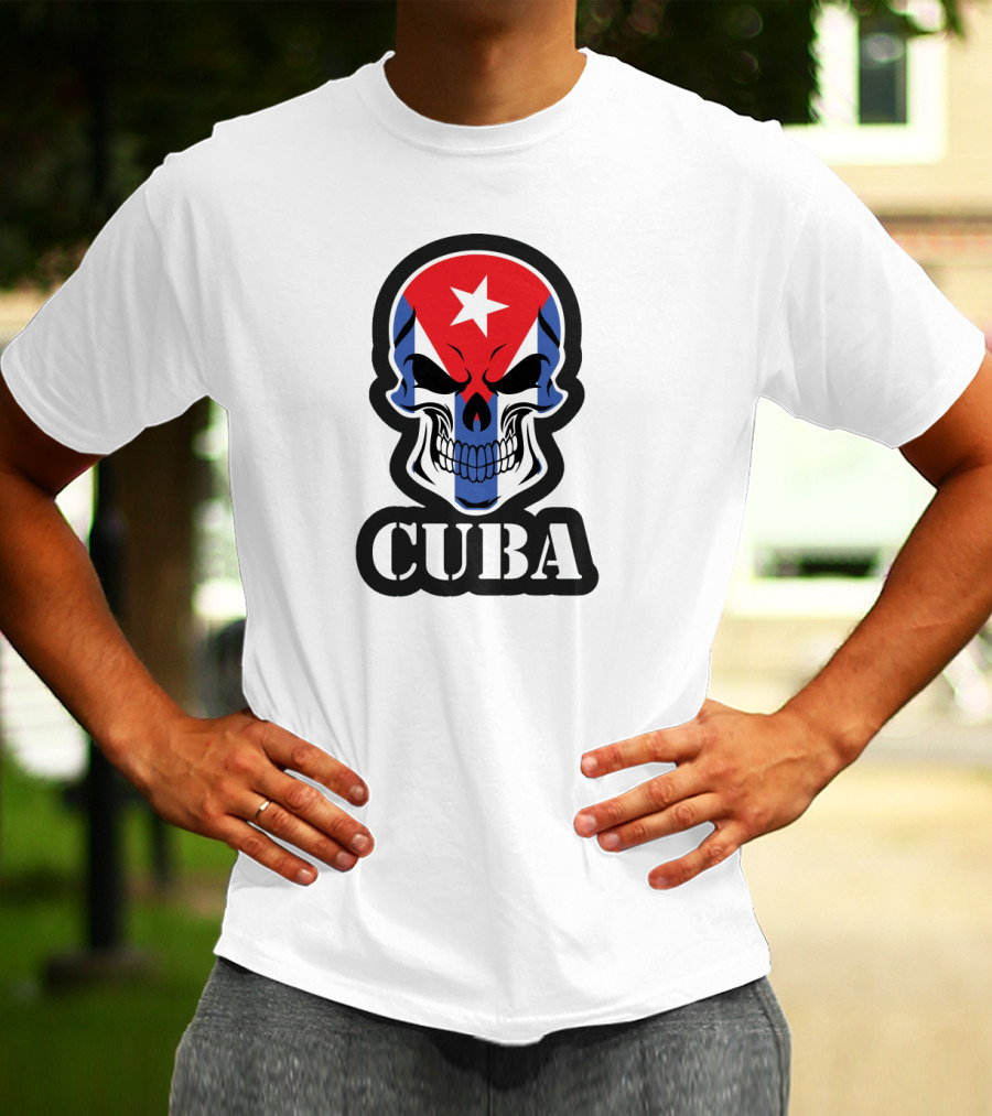 Cuba Skull With Cuban Flag And Star T-Shirt